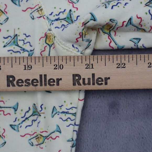 Euro Joy Shirt Womens M Ivory Long Sleeve High Neck Full Zip Print Blouse - Picture 4 of 16